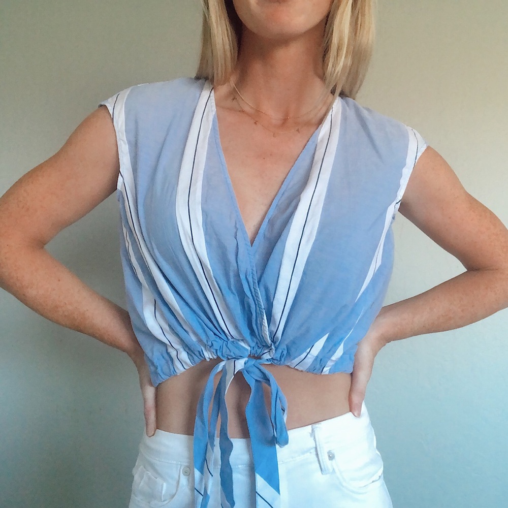 Zara Striped Wrap Crop Top